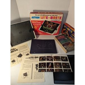 Vintage 1967 Lite Brite Lot Hasbro Hassenfield Bros. Pegs Sheets Extra's